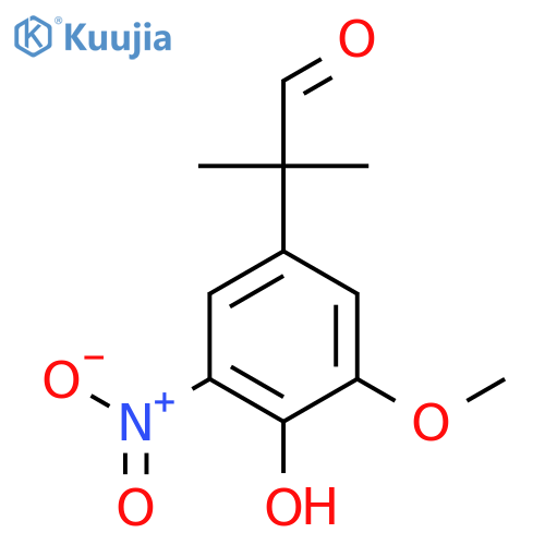 2-(4-hydroxy-3-methoxy-5-nitrophenyl)-2-methylpropanal structure