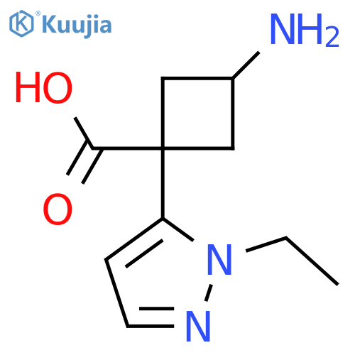 3-amino-1-(1-ethyl-1H-pyrazol-5-yl)cyclobutane-1-carboxylic acid structure