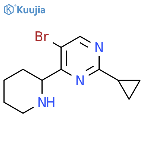5-bromo-2-cyclopropyl-4-(piperidin-2-yl)pyrimidine structure