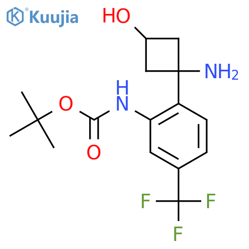 tert-butyl N-2-(1-amino-3-hydroxycyclobutyl)-5-(trifluoromethyl)phenylcarbamate structure