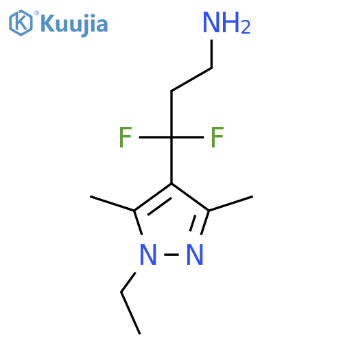3-(1-ethyl-3,5-dimethyl-1H-pyrazol-4-yl)-3,3-difluoropropan-1-amine structure