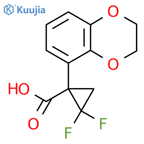 1-(2,3-dihydro-1,4-benzodioxin-5-yl)-2,2-difluorocyclopropane-1-carboxylic acid structure