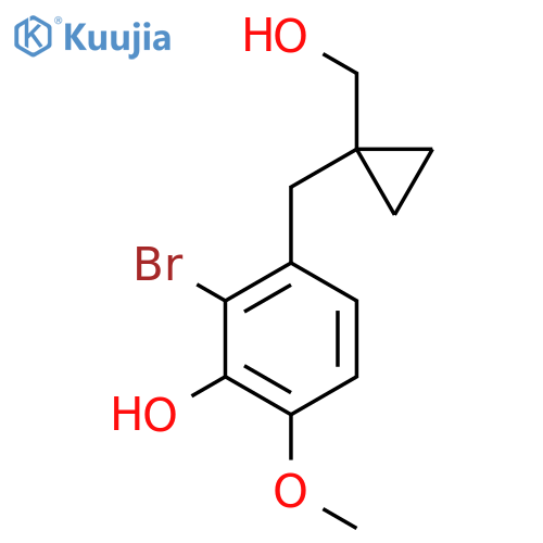2-bromo-3-{1-(hydroxymethyl)cyclopropylmethyl}-6-methoxyphenol structure