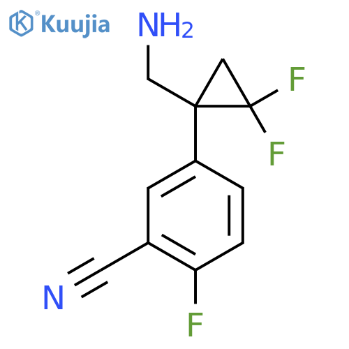5-1-(aminomethyl)-2,2-difluorocyclopropyl-2-fluorobenzonitrile structure