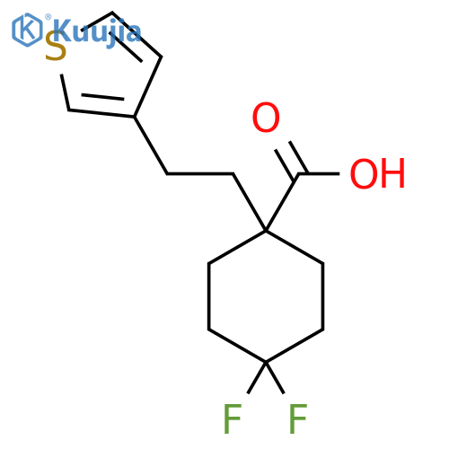 4,4-difluoro-1-2-(thiophen-3-yl)ethylcyclohexane-1-carboxylic acid structure