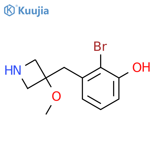 2-bromo-3-(3-methoxyazetidin-3-yl)methylphenol structure
