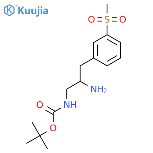 tert-butyl N-2-amino-3-(3-methanesulfonylphenyl)propylcarbamate structure