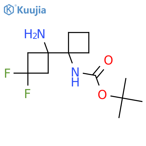 tert-butyl N-1-(1-amino-3,3-difluorocyclobutyl)cyclobutylcarbamate structure