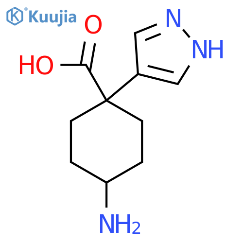 4-amino-1-(1H-pyrazol-4-yl)cyclohexane-1-carboxylic acid structure
