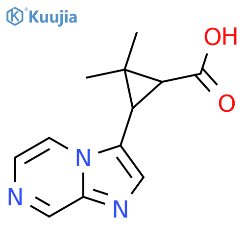 3-{imidazo1,2-apyrazin-3-yl}-2,2-dimethylcyclopropane-1-carboxylic acid structure