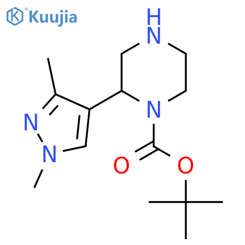 tert-butyl 2-(1,3-dimethyl-1H-pyrazol-4-yl)piperazine-1-carboxylate structure
