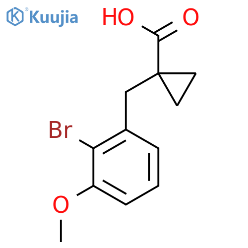 1-(2-bromo-3-methoxyphenyl)methylcyclopropane-1-carboxylic acid structure