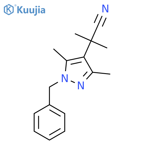 2-(1-benzyl-3,5-dimethyl-1H-pyrazol-4-yl)-2-methylpropanenitrile structure