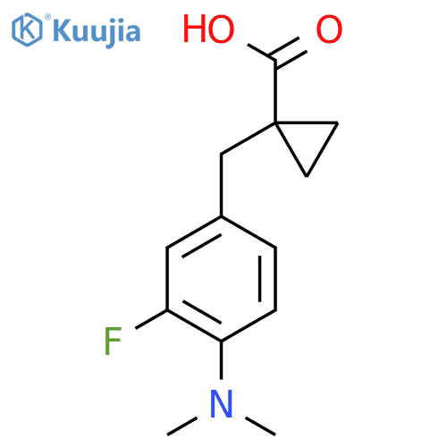 1-{4-(dimethylamino)-3-fluorophenylmethyl}cyclopropane-1-carboxylic acid structure