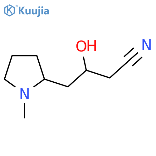 3-hydroxy-4-(1-methylpyrrolidin-2-yl)butanenitrile structure