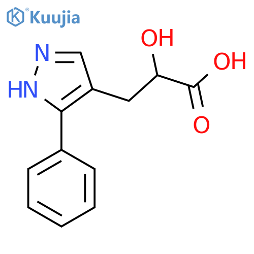 2-hydroxy-3-(3-phenyl-1H-pyrazol-4-yl)propanoic acid structure