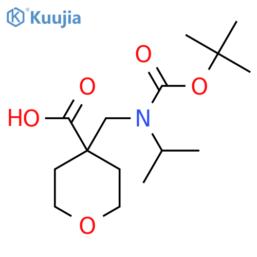 4-({(tert-butoxy)carbonyl(propan-2-yl)amino}methyl)oxane-4-carboxylic acid structure