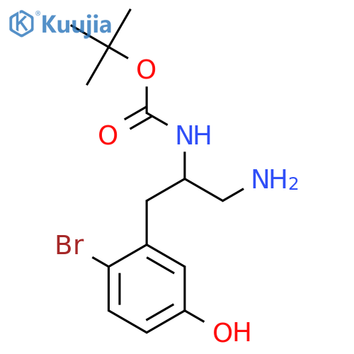tert-butyl N-1-amino-3-(2-bromo-5-hydroxyphenyl)propan-2-ylcarbamate structure