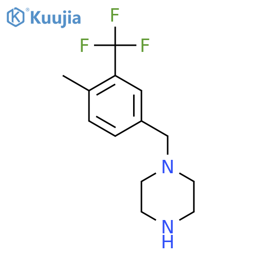 1-{4-methyl-3-(trifluoromethyl)phenylmethyl}piperazine structure