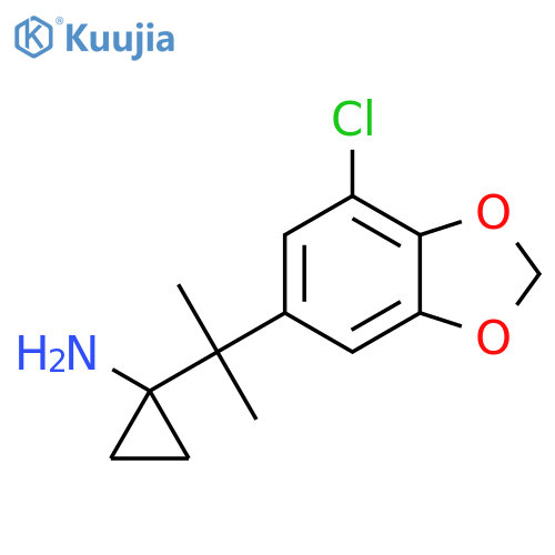 1-2-(7-chloro-1,3-dioxaindan-5-yl)propan-2-ylcyclopropan-1-amine structure