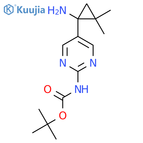 tert-butyl N-5-(1-amino-2,2-dimethylcyclopropyl)pyrimidin-2-ylcarbamate structure