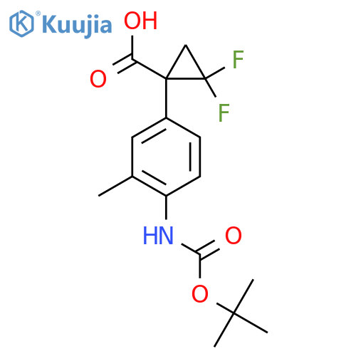 1-(4-{(tert-butoxy)carbonylamino}-3-methylphenyl)-2,2-difluorocyclopropane-1-carboxylic acid structure