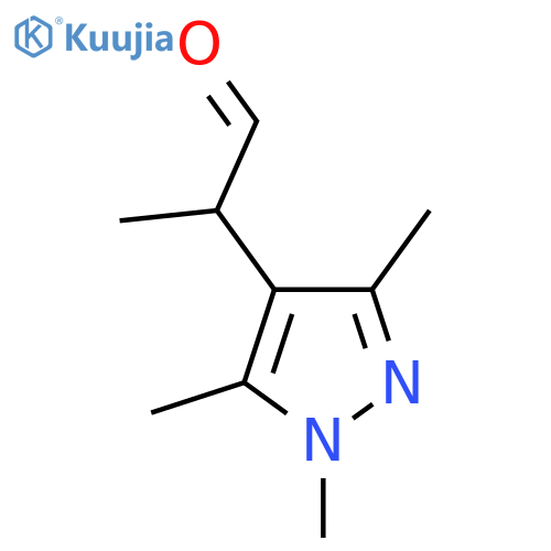 2-(trimethyl-1H-pyrazol-4-yl)propanal structure