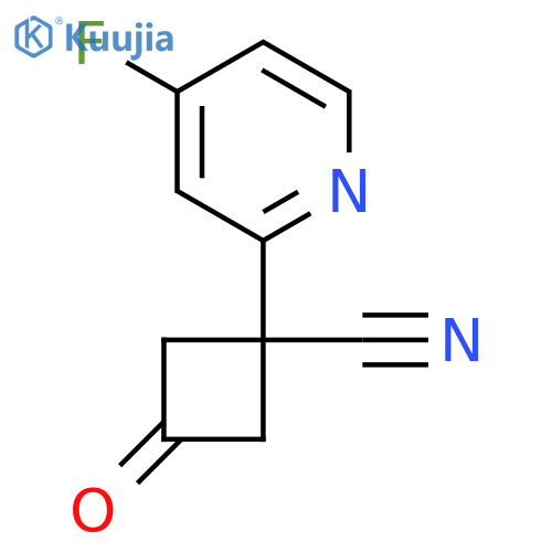 1-(4-fluoropyridin-2-yl)-3-oxocyclobutane-1-carbonitrile structure