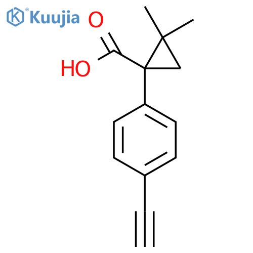 1-(4-ethynylphenyl)-2,2-dimethylcyclopropane-1-carboxylic acid structure
