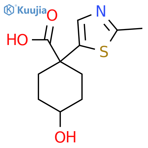 4-hydroxy-1-(2-methyl-1,3-thiazol-5-yl)cyclohexane-1-carboxylic acid structure