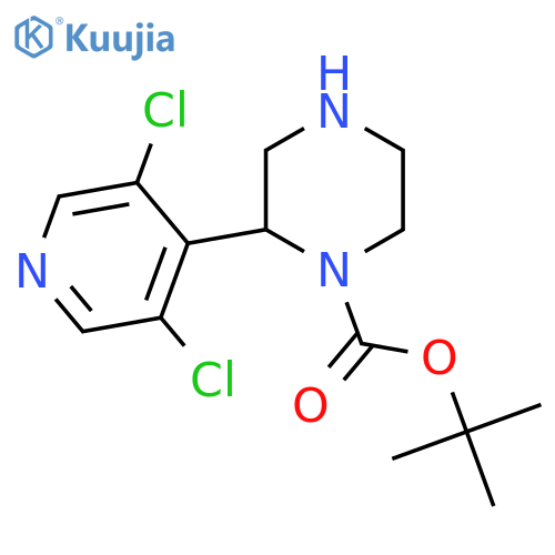 tert-butyl 2-(3,5-dichloropyridin-4-yl)piperazine-1-carboxylate structure