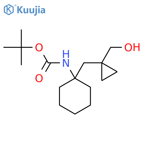 tert-butyl N-(1-{1-(hydroxymethyl)cyclopropylmethyl}cyclohexyl)carbamate structure