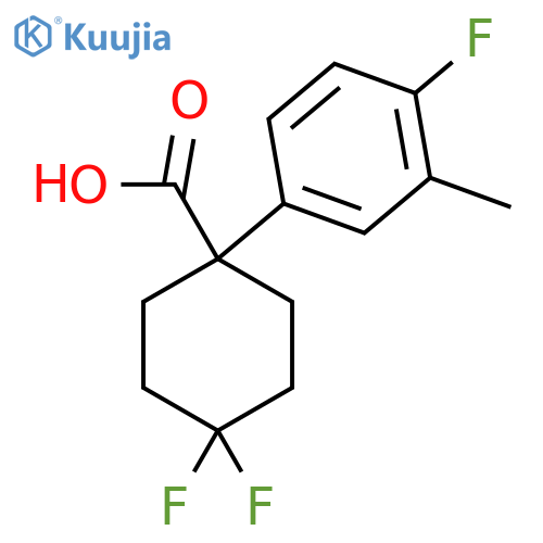 4,4-difluoro-1-(4-fluoro-3-methylphenyl)cyclohexane-1-carboxylic acid structure