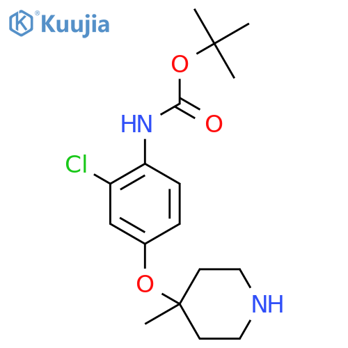 tert-butyl N-{2-chloro-4-(4-methylpiperidin-4-yl)oxyphenyl}carbamate structure