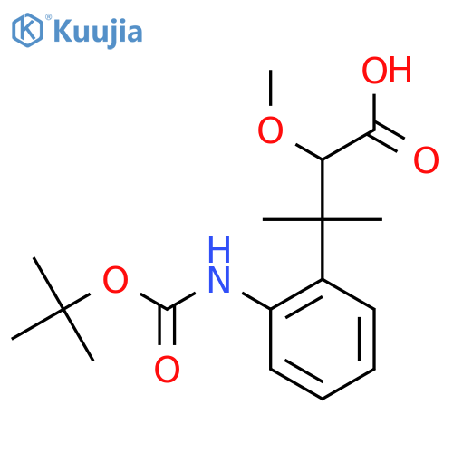 3-(2-{(tert-butoxy)carbonylamino}phenyl)-2-methoxy-3-methylbutanoic acid structure