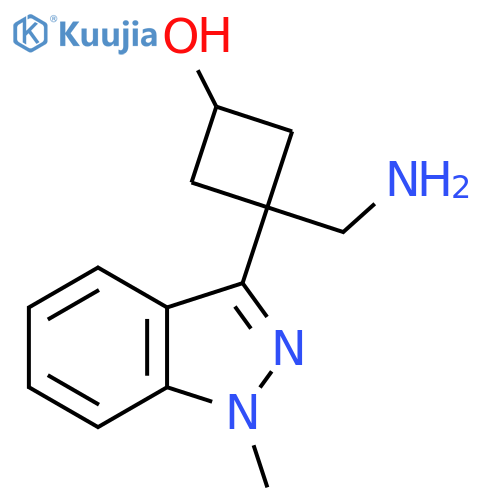 3-(aminomethyl)-3-(1-methyl-1H-indazol-3-yl)cyclobutan-1-ol structure