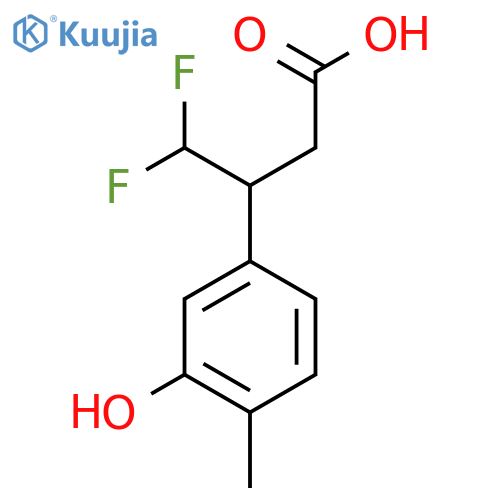 4,4-Difluoro-3-(3-hydroxy-4-methylphenyl)butanoic acid structure