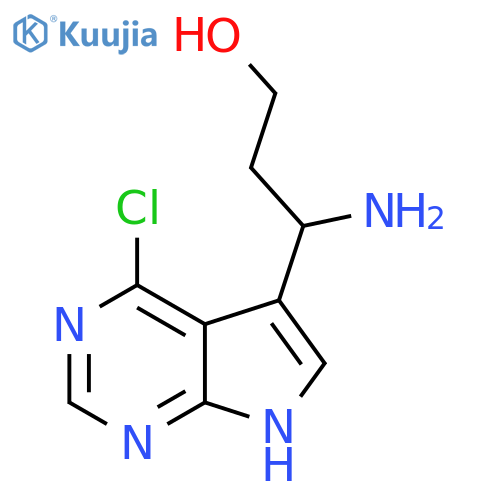 3-amino-3-{4-chloro-7H-pyrrolo2,3-dpyrimidin-5-yl}propan-1-ol structure