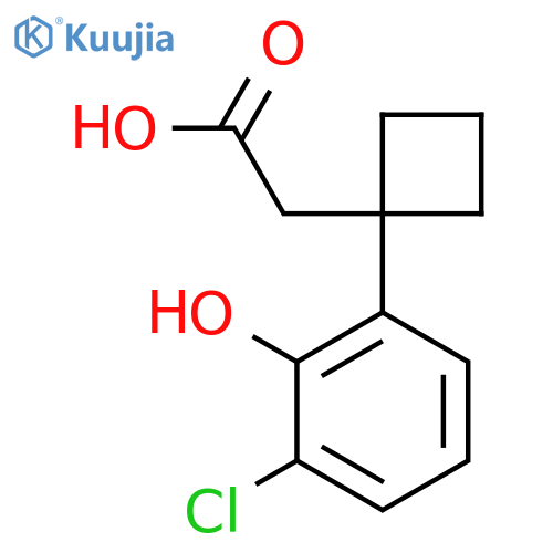 2-1-(3-chloro-2-hydroxyphenyl)cyclobutylacetic acid structure