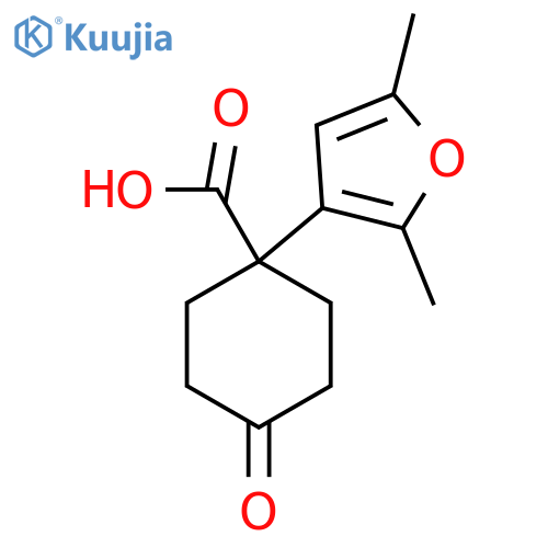 1-(2,5-dimethylfuran-3-yl)-4-oxocyclohexane-1-carboxylic acid structure