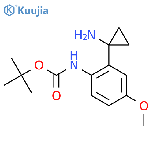tert-butyl N-[2-(1-aminocyclopropyl)-4-methoxyphenyl]carbamate structure