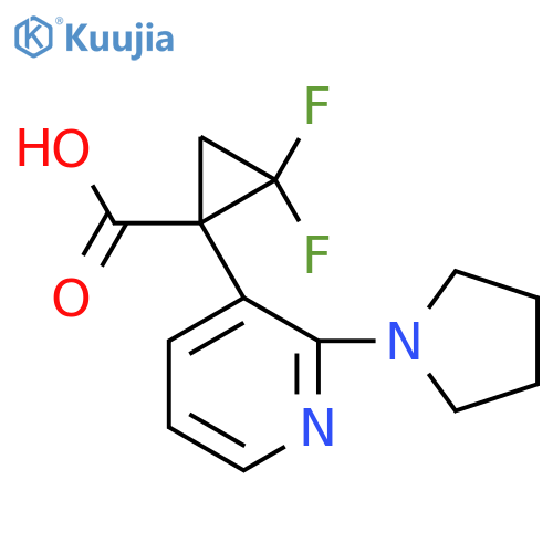 2,2-difluoro-1-2-(pyrrolidin-1-yl)pyridin-3-ylcyclopropane-1-carboxylic acid structure