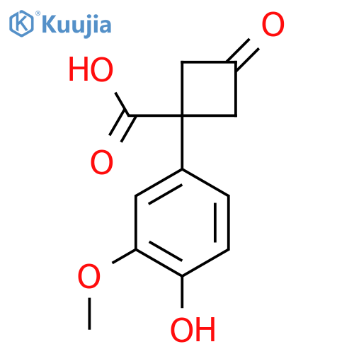 1-(4-hydroxy-3-methoxyphenyl)-3-oxocyclobutane-1-carboxylic acid structure