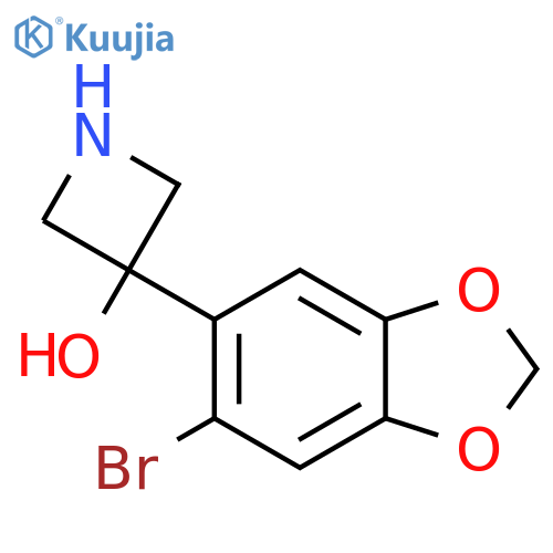 3-(6-bromo-1,3-dioxaindan-5-yl)azetidin-3-ol structure