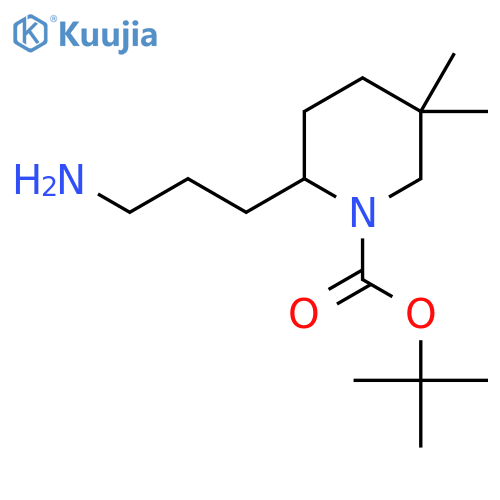 tert-butyl 2-(3-aminopropyl)-5,5-dimethylpiperidine-1-carboxylate structure