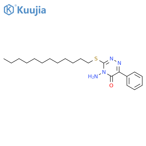 1,2,4-Triazin-5(4H)-one, 4-amino-3-(dodecylthio)-6-phenyl- structure