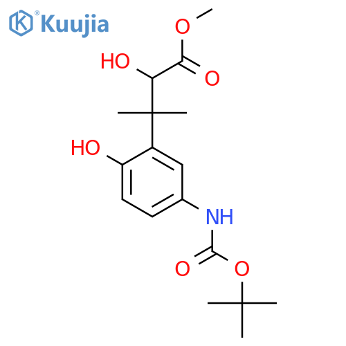 methyl 3-(5-{(tert-butoxy)carbonylamino}-2-hydroxyphenyl)-2-hydroxy-3-methylbutanoate structure