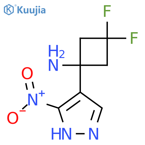 3,3-difluoro-1-(3-nitro-1H-pyrazol-4-yl)cyclobutan-1-amine structure