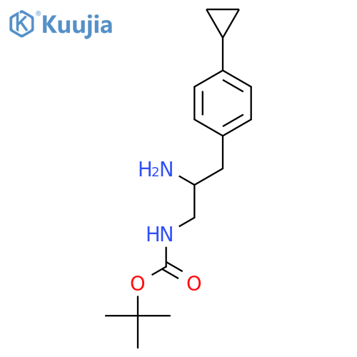 tert-butyl N-2-amino-3-(4-cyclopropylphenyl)propylcarbamate structure