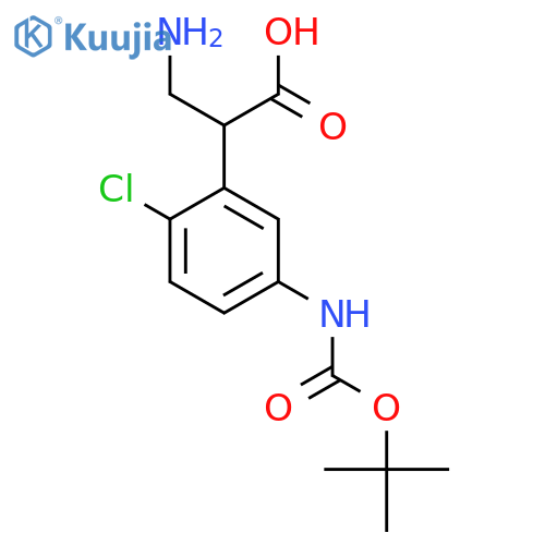 3-amino-2-(5-{(tert-butoxy)carbonylamino}-2-chlorophenyl)propanoic acid structure